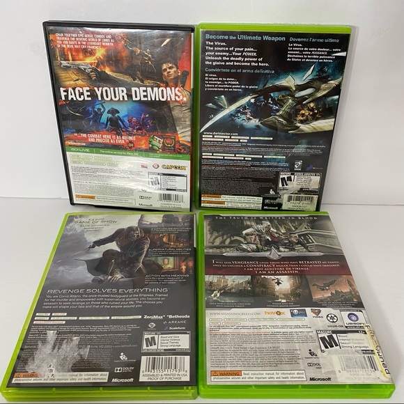 Video Game Lot of 4 Xbox 360 DMC Dishonored Dark Sector Assassins Creed Works - Picture 2 of 8
